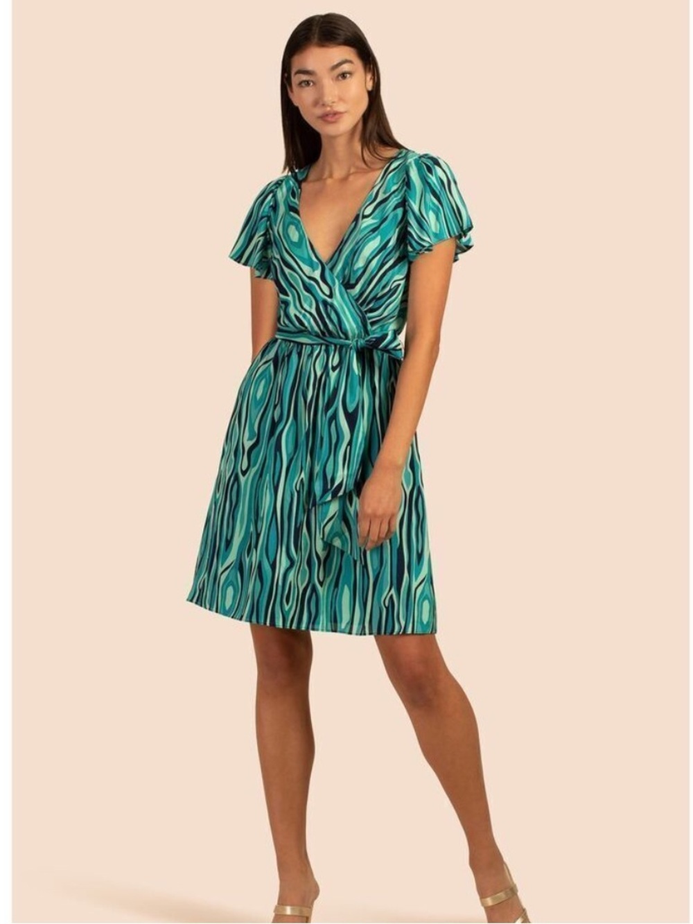 Trina Turk PLANETARY 2 DRESS short sleeve belted small NWT